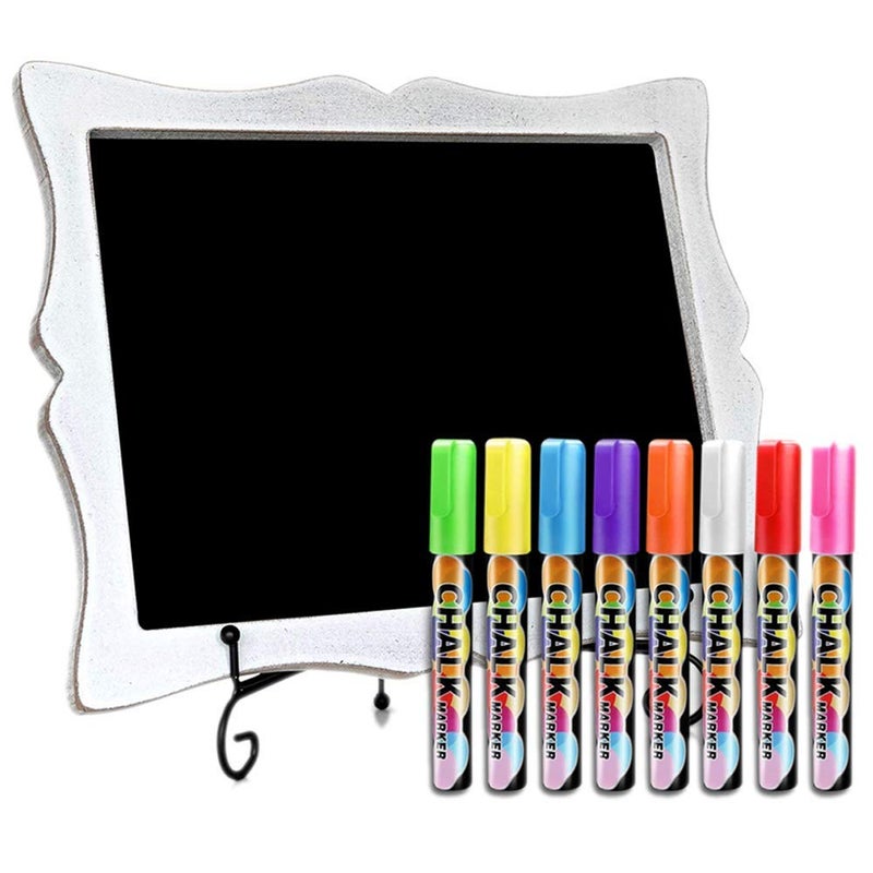 Oak letters Tabletop Small Chalkboard Sign with Easel (11x13) + 8 Brilliant Liquid Chalk Markers | Hanging or Freestanding Framed Chalkboard with Hand Crafted Sweetheart Frame - Image 1
